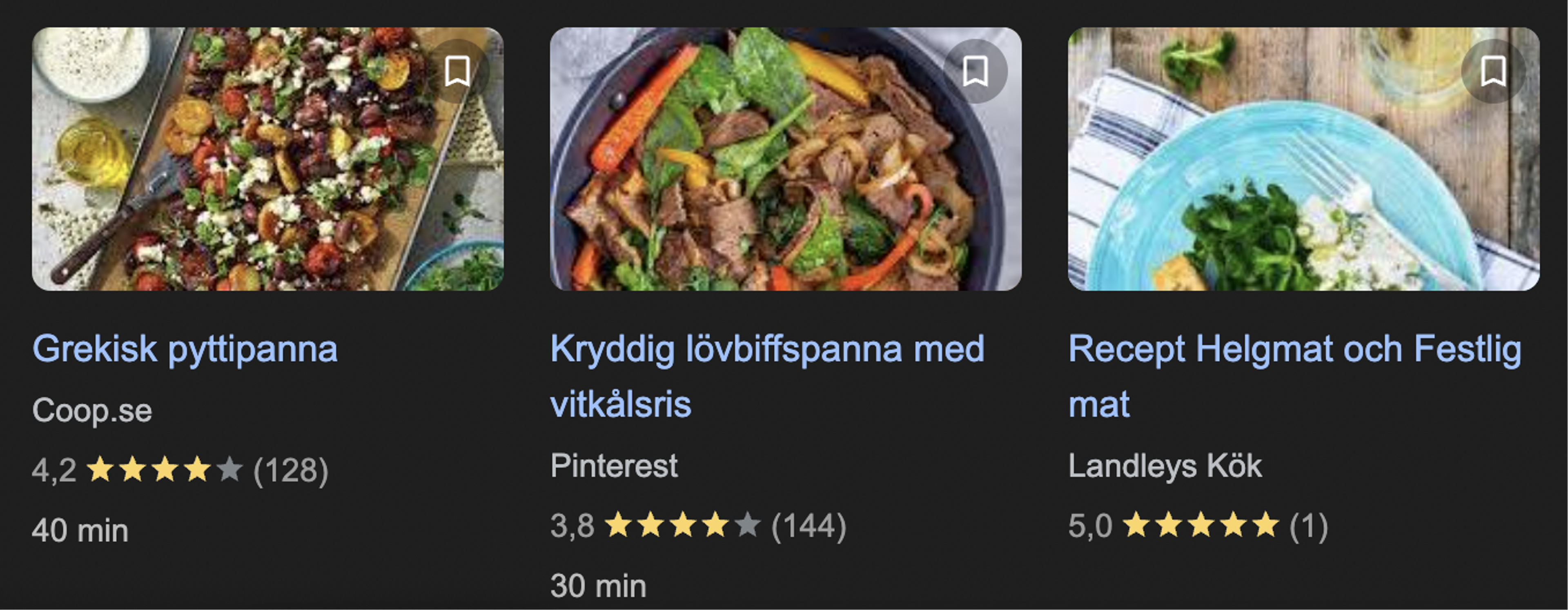 Hur structured data kan se ut på Google